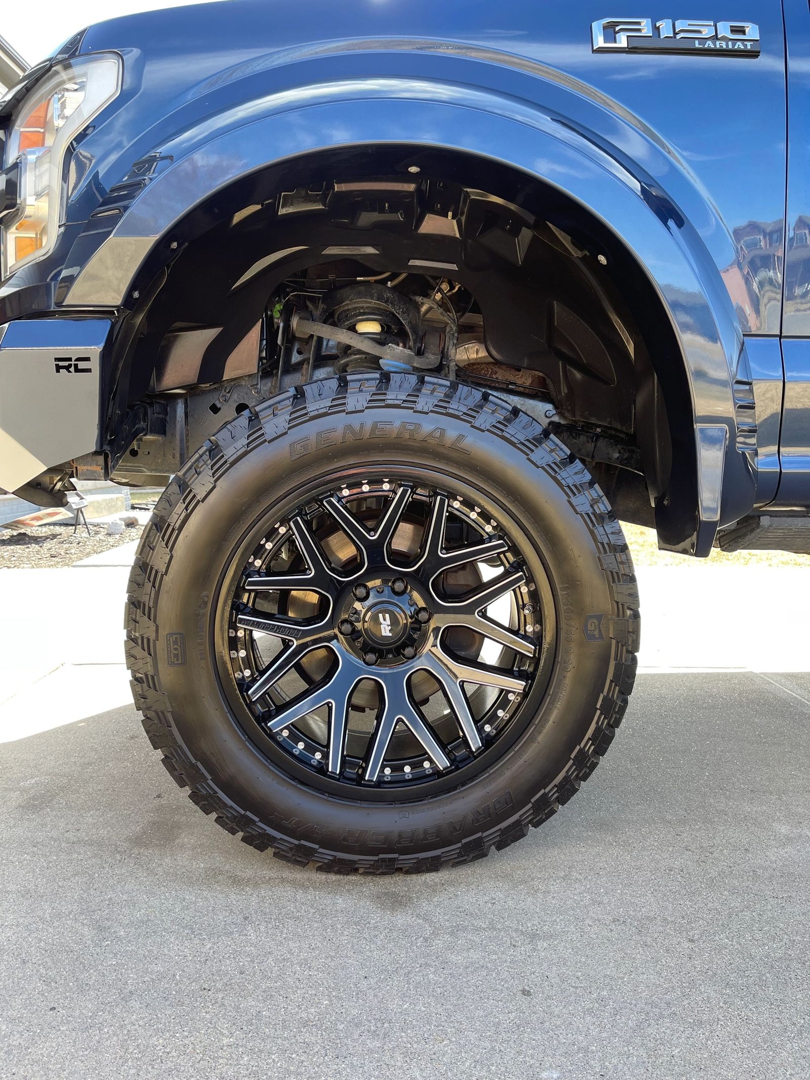 Detailed wheel and tire on a Ford F-150 after service