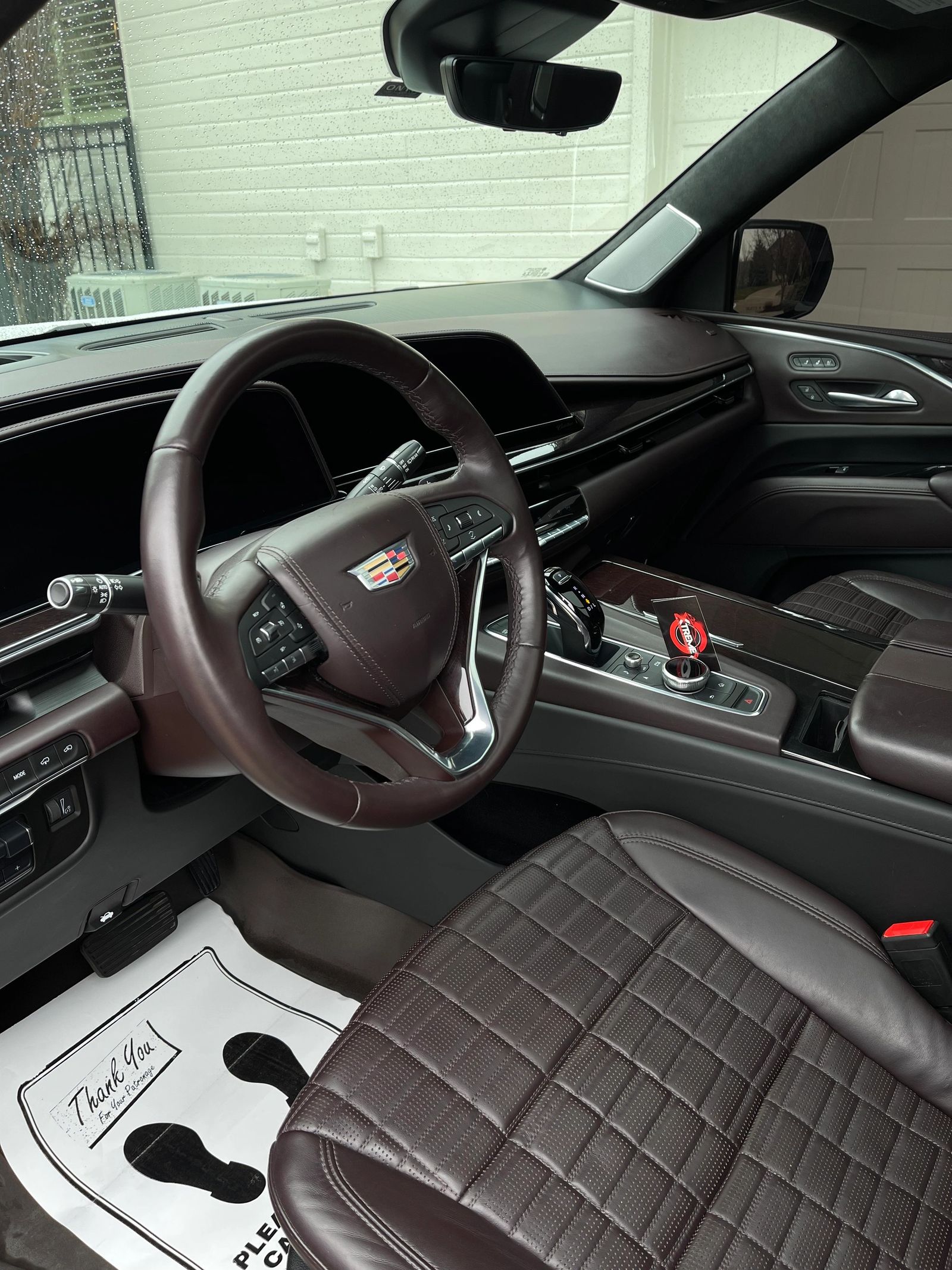 Cadillac interior with red stitching after detail